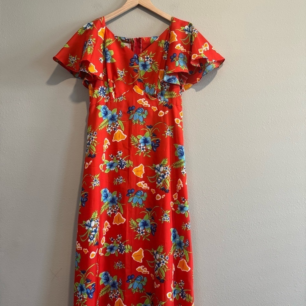 Vintage Pomare Hawaii Babydoll Maxi Dress Tropical Beach Vacation Floral 8 - Picture 6 of 9